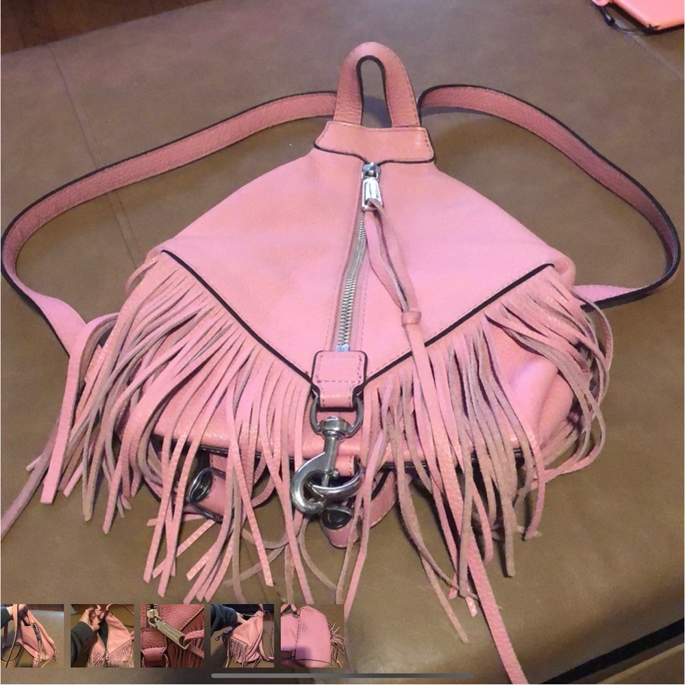 🌺Rebecca Minkoff 😘 Beautiful Pink leather Fringed Backpack Purse. Hippie BoHo